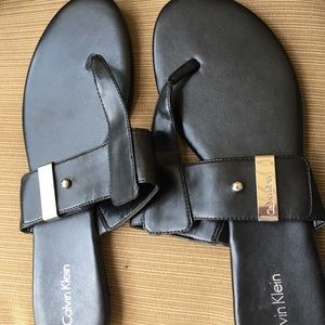 Black leather Calvin Klein sandals 9.5M